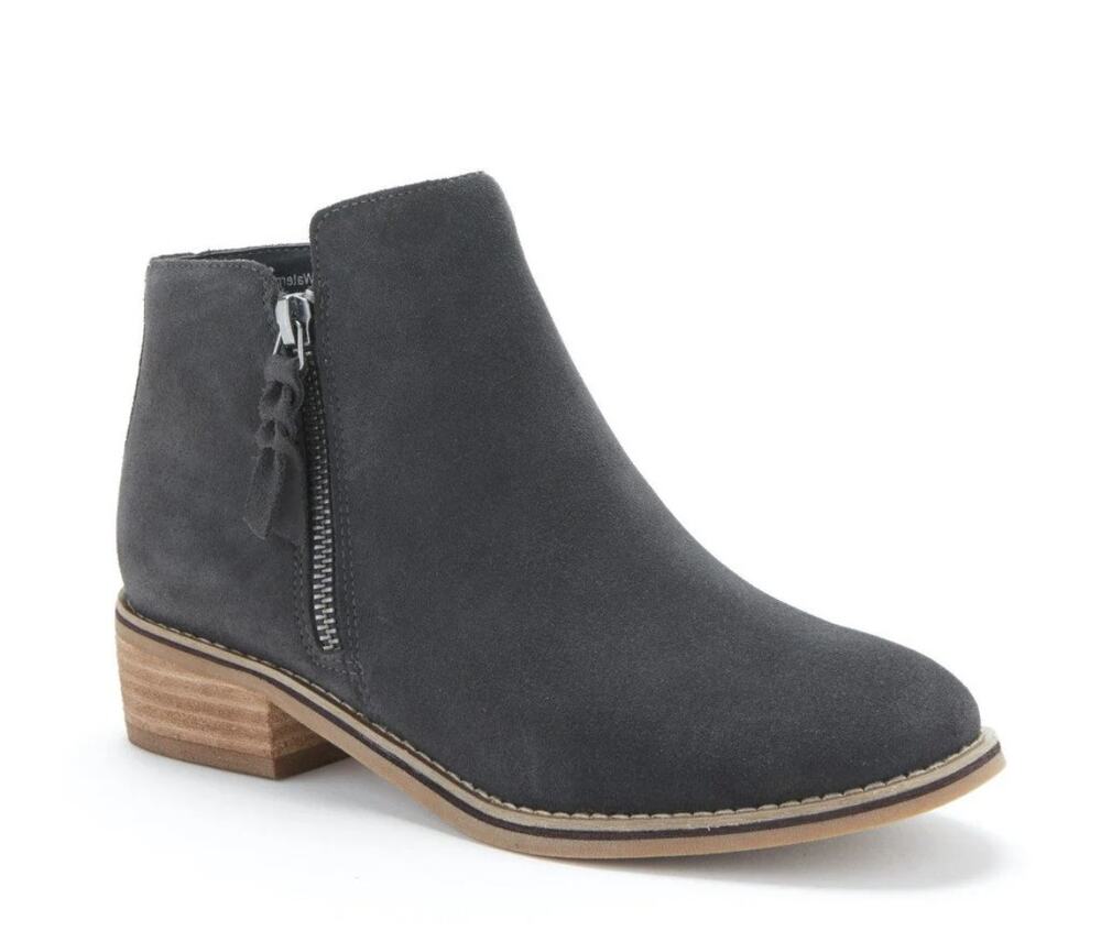 Blondo Women's 7.5 Gray Suede Leather Bootie Waterproof
